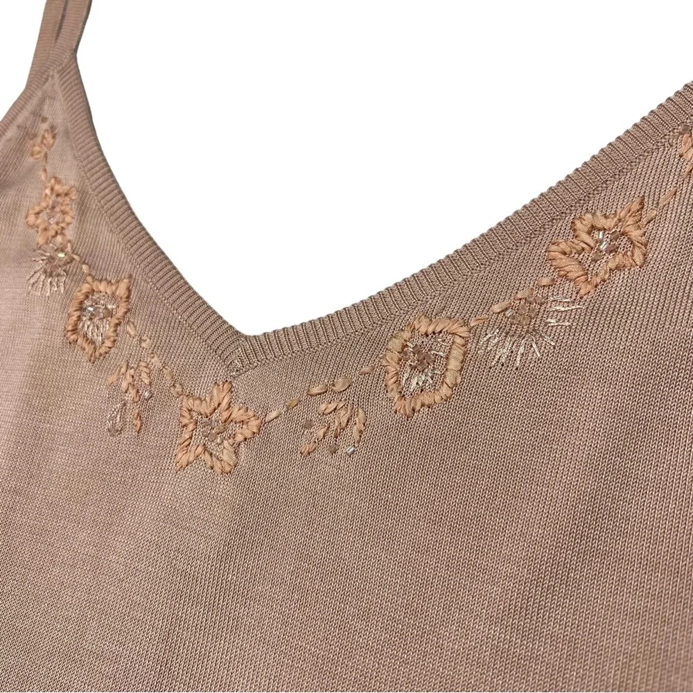 Vintage Collette Dinnigan 100% Silk Beaded Tank and Cardigan Matching Set